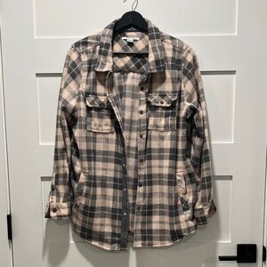 O'Neill - Light Pink & Gray Plaid Fleece Shirt Jacket - Size M